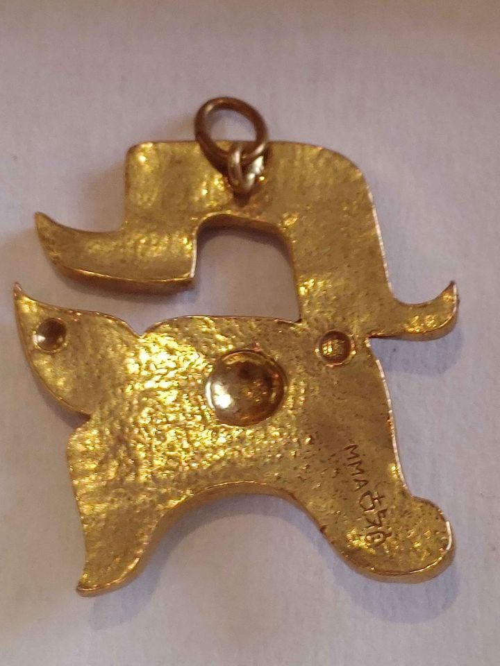 VTG 24K Gold Plate Pendant Bronze Museum Piece, MMOA