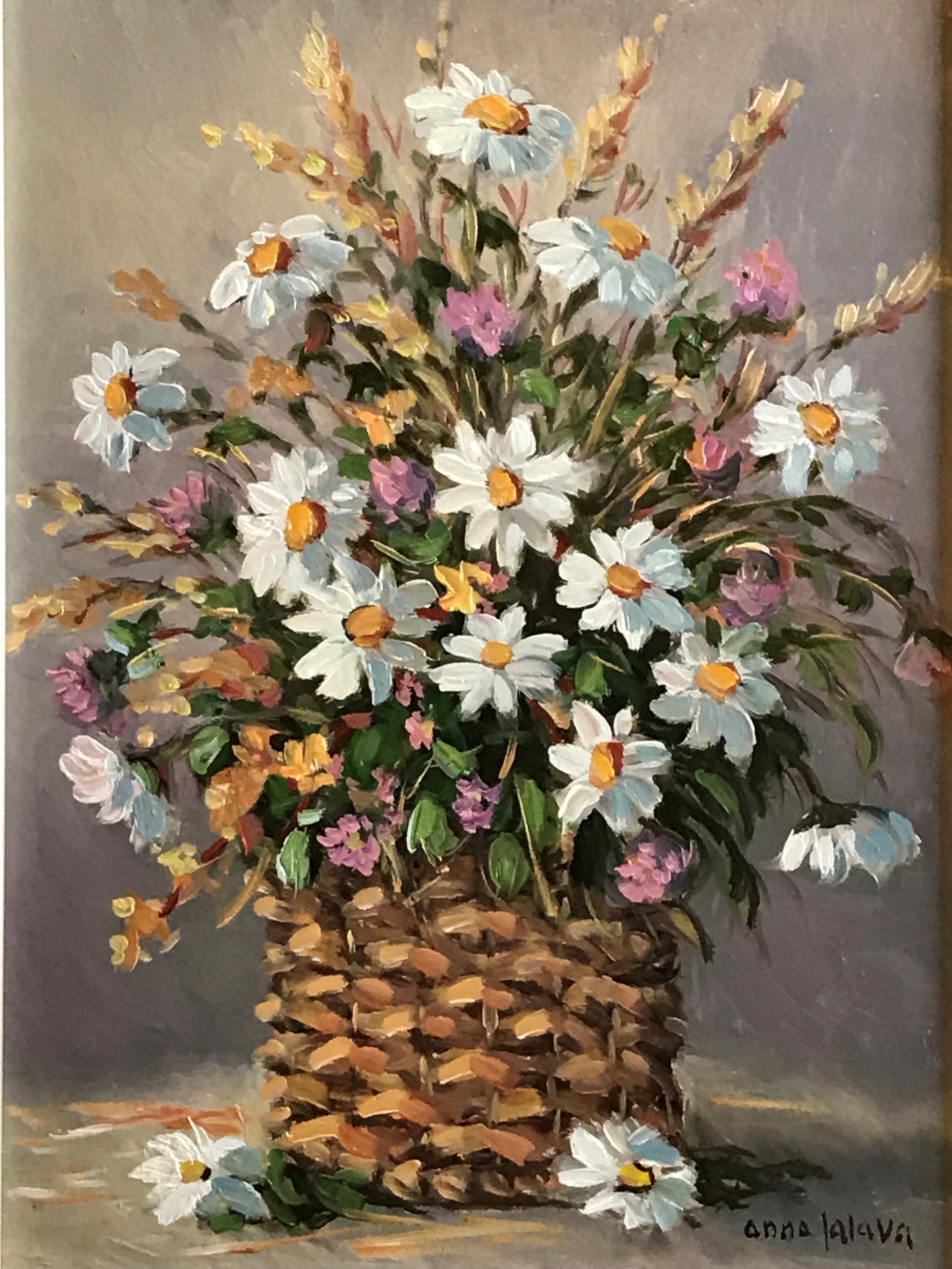 Anna Jalava Oil Painting of Flowers in Vase