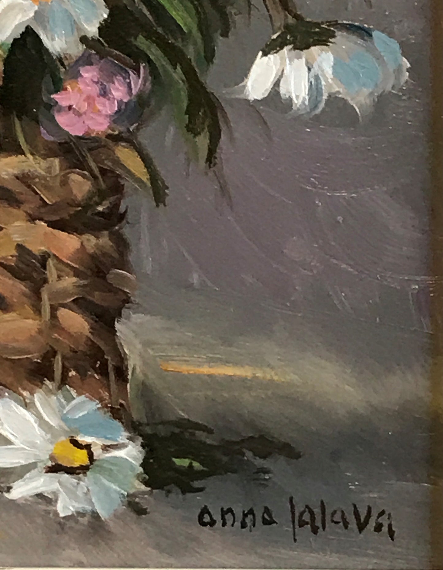 Anna Jalava Oil Painting of Flowers in Vase