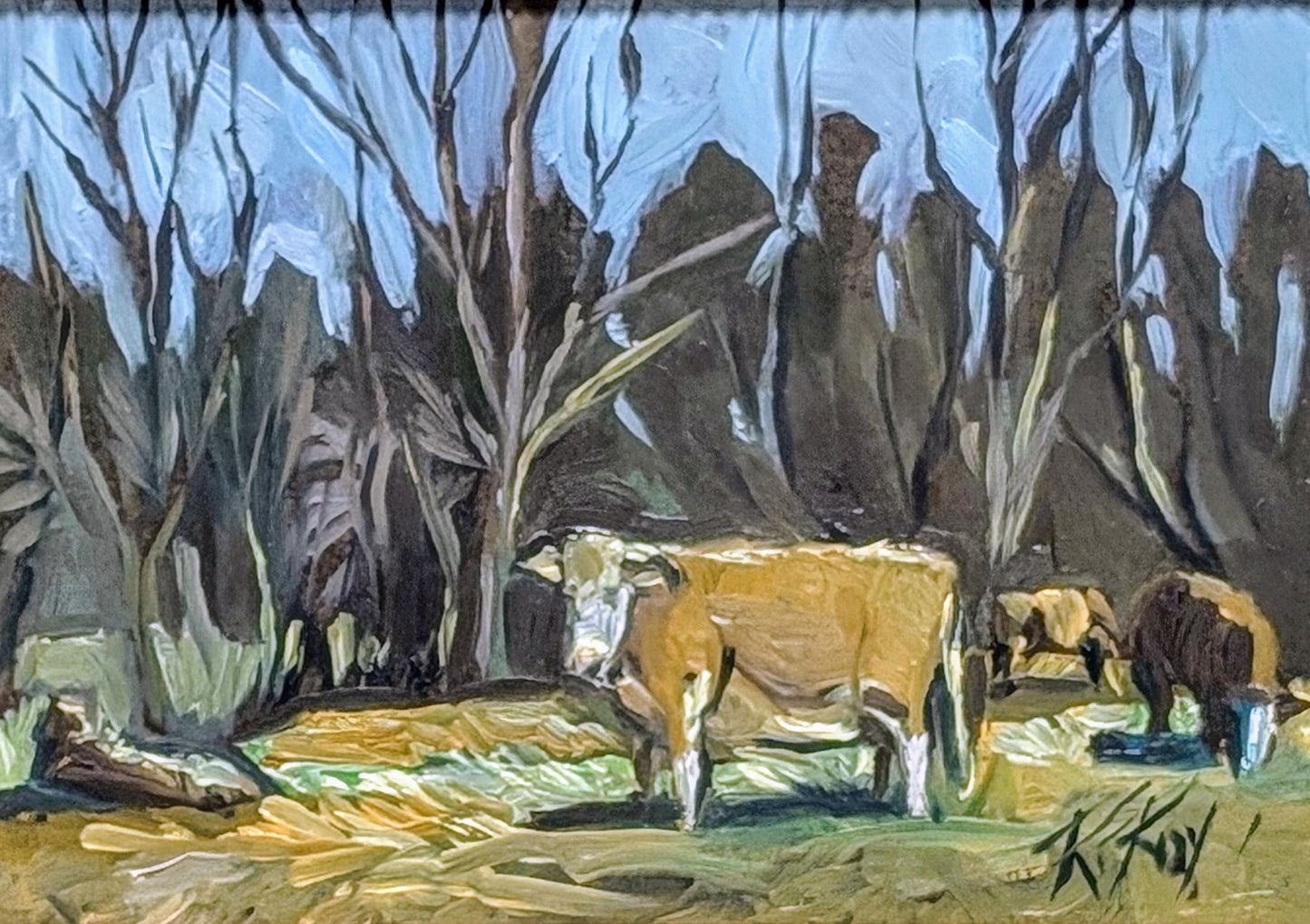 Robert Roy, Original Oil Painting of Cows  -  Quebec Art