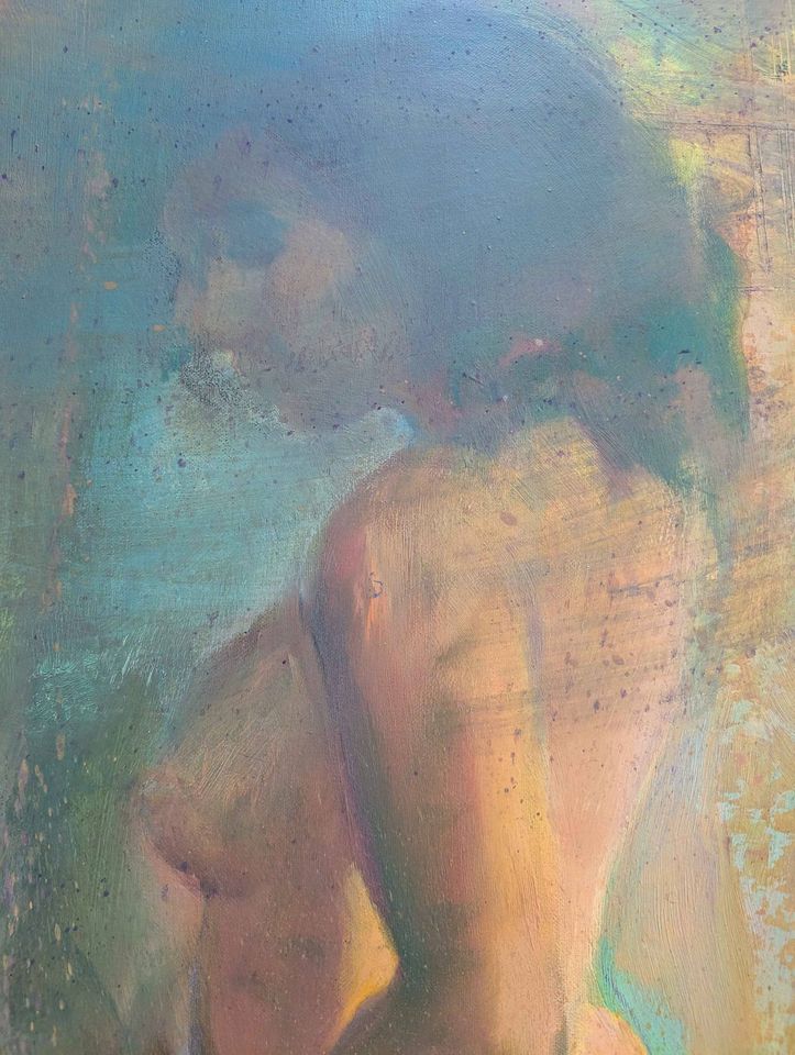 Laurent Bonet, Oil Painting Large Nude Female on Canvas, Quebec Vintage Art