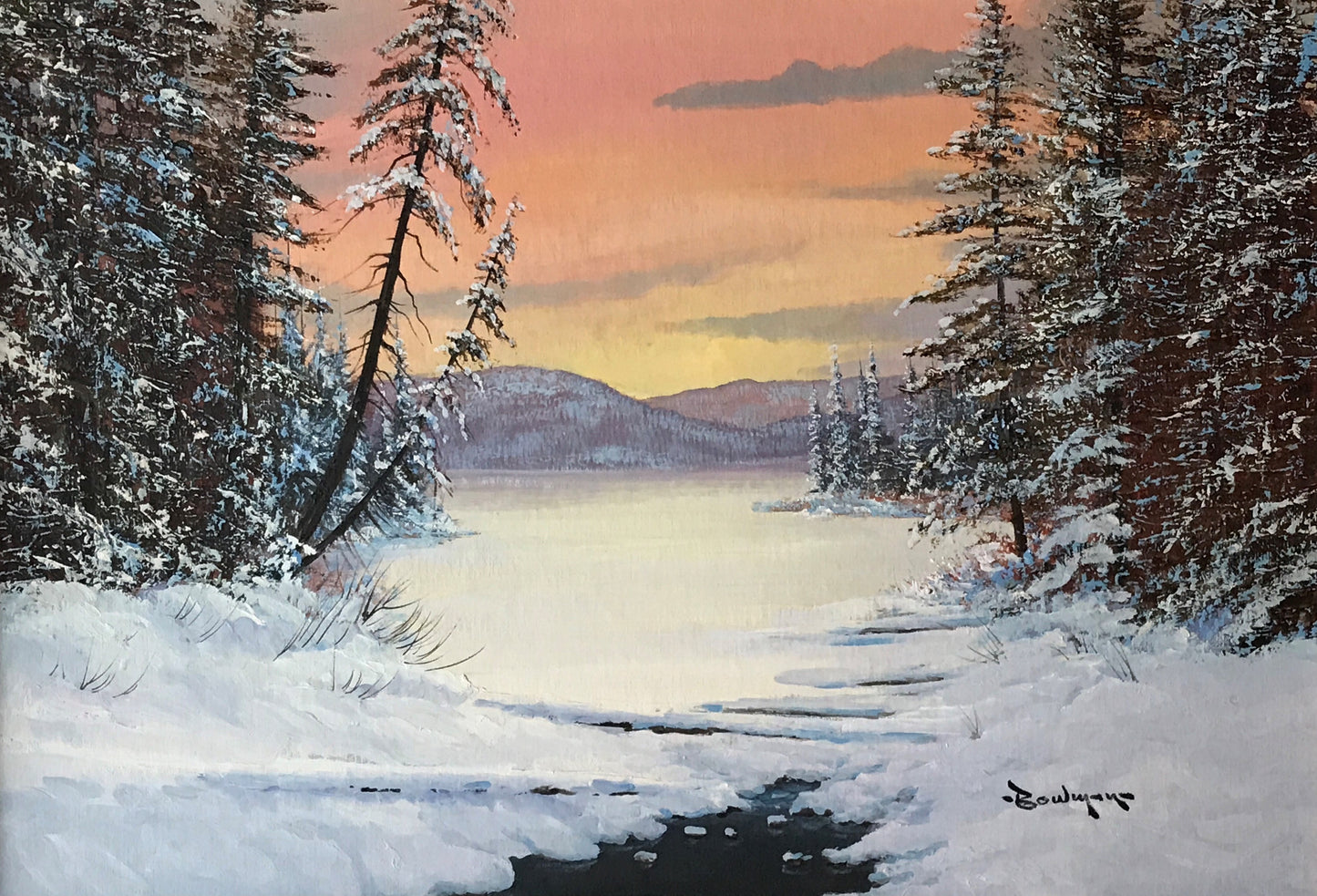 Cole Bowman Large  Oil Painting of Gatinueau Sunset and Landscape