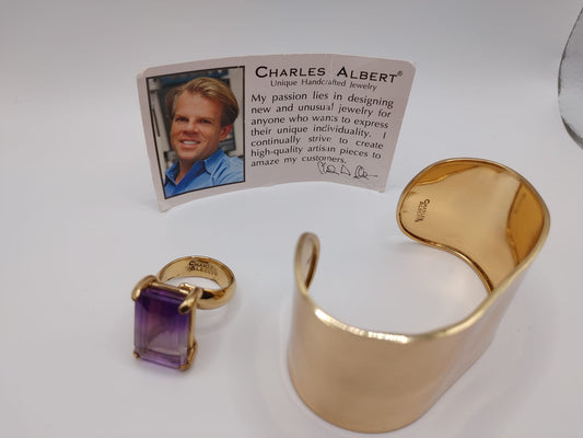 VTG Charles Albert Set: Alchemist Ring (Size 8.5) and Cuff Bracelet