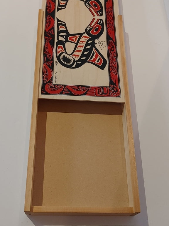 Clarence Wells, Signed Haida Orca Wood Box