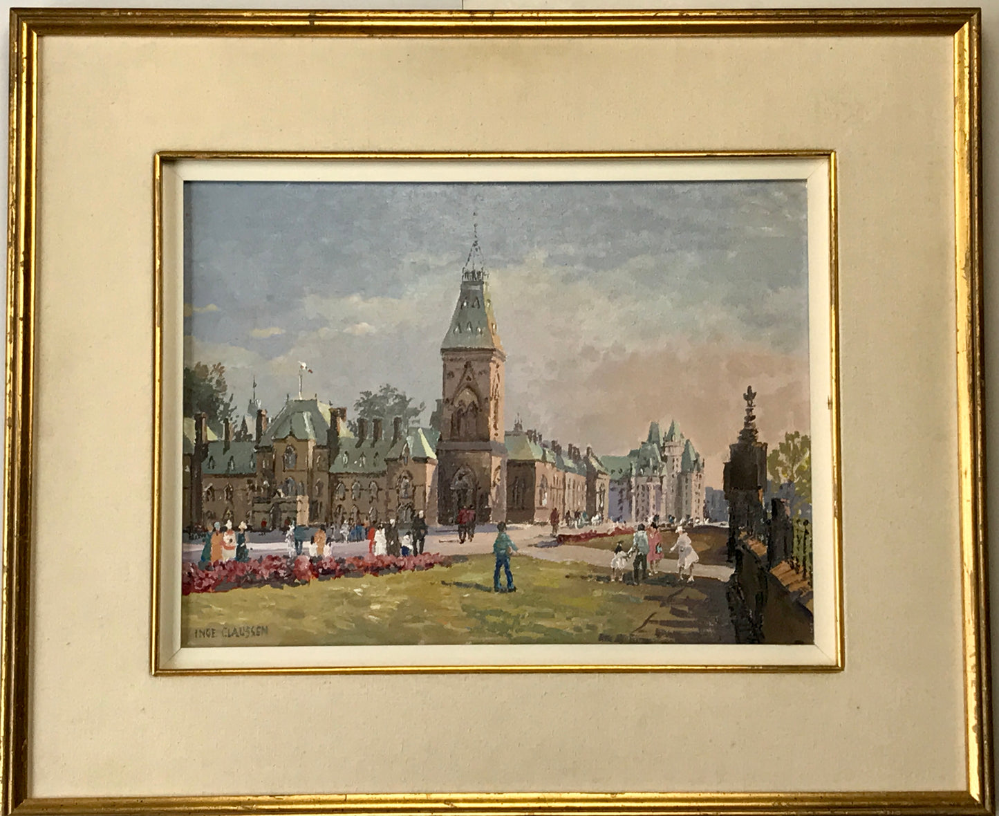 Inge Claussen, "Parliament Hill"  VTG Oil Painting by Renowned Canadian Artist