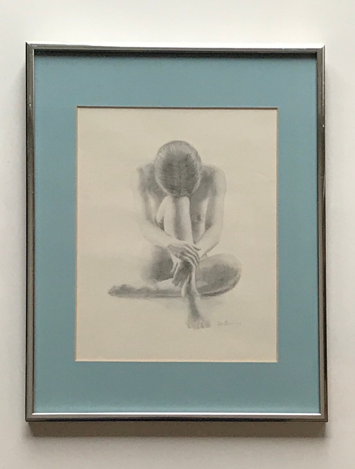 De Simone, Signed Vintage Print of Drawing of Seated Nude