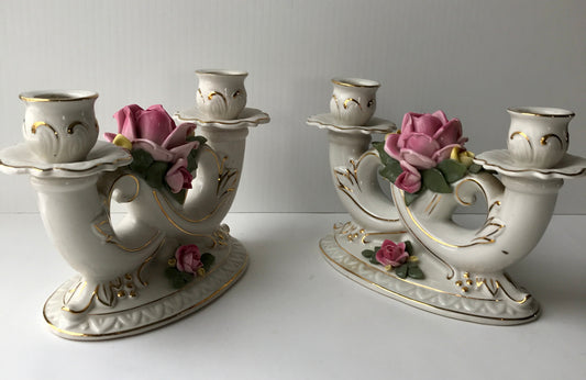 VTG Dresden Porcelain Candle holders mid-century modern