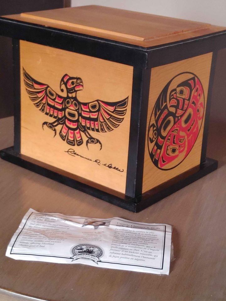 Clarence Wells, Signed Haida Raven Cube Box