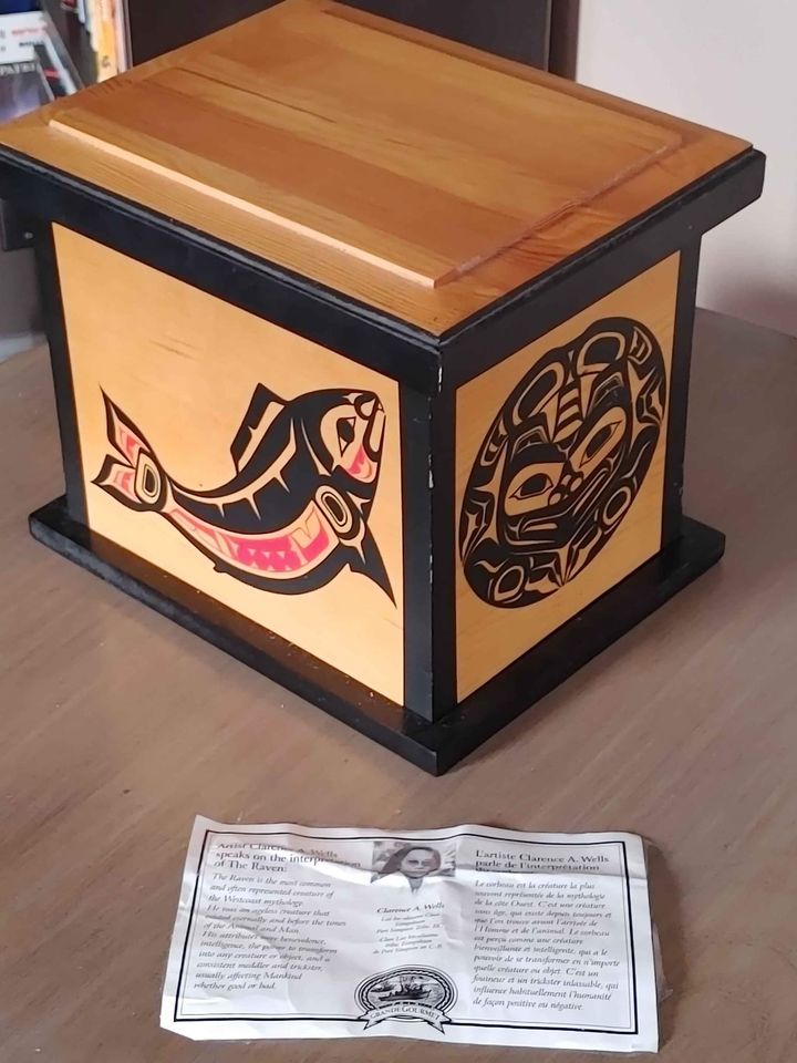 Clarence Wells, Signed Haida Raven Cube Box