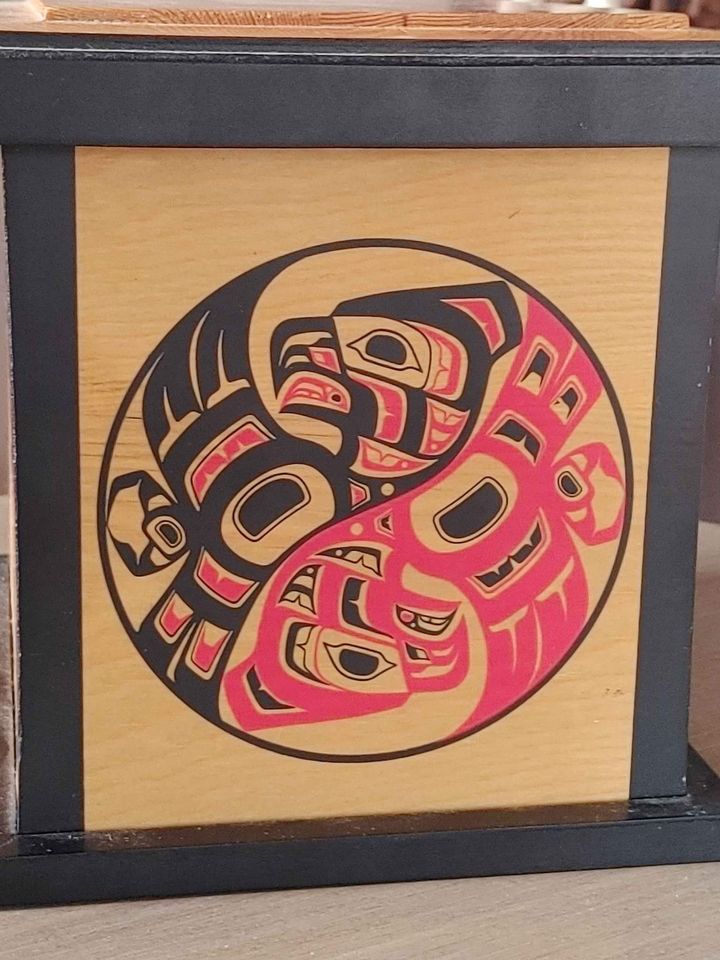 Clarence Wells, Signed Haida Raven Cube Box