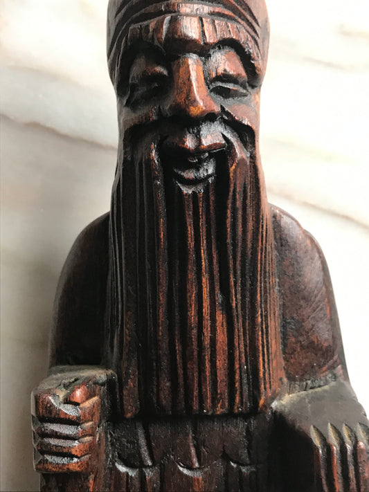 Wooden Carved Sculpture - Asian Wiseman