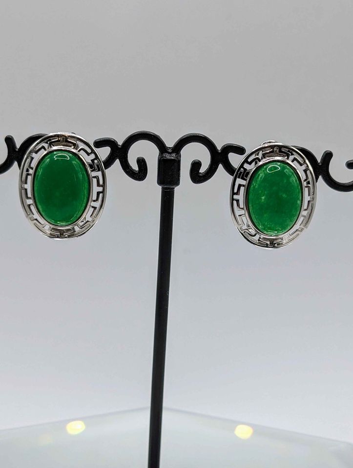 VTG Chic Sterling Jadeite Earrings