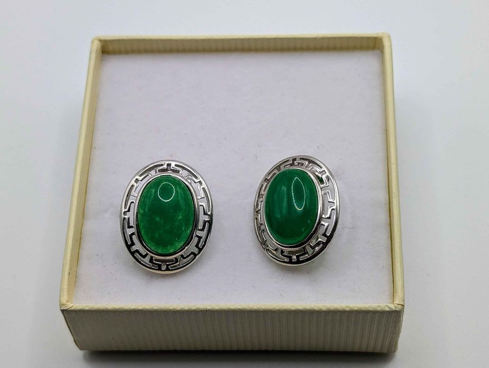 VTG Chic Sterling Jadeite Earrings