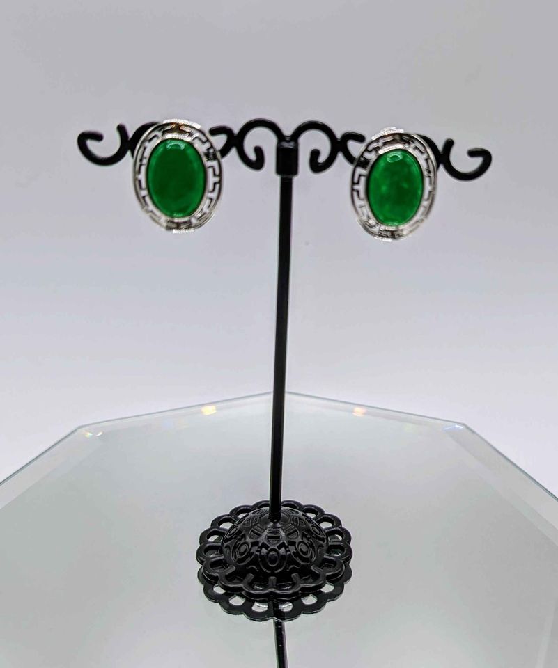 VTG Chic Sterling Jadeite Earrings