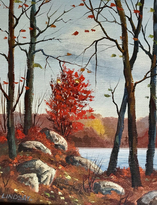 James Lindsay Oil Painting of River in Autumn