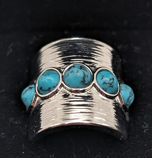 VTG Chic Lia Sophia "Puddle Jumper" Turquoise Sterling Ring; Size 6