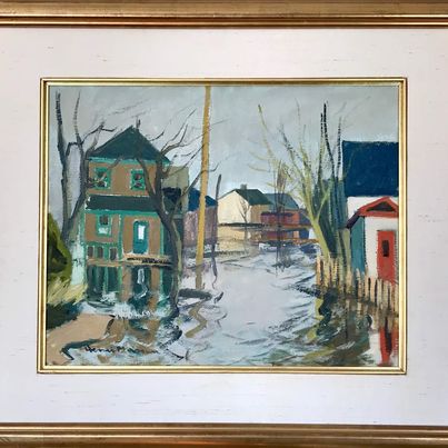 Henri Leopold Masson, Painting of Flooding in Gatineau, Quebec.