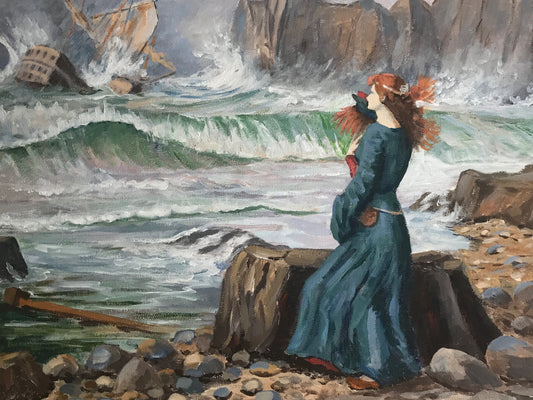 Painting of Maiden and a shipwreck by Lessard