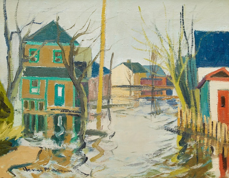 Henri Leopold Masson, Painting of Flooding in Gatineau, Quebec.