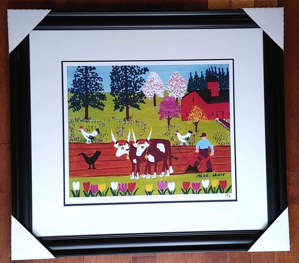 Maud Lewis Limited Edition Print "Team of Oxen Ploughing" Famous Summer Scene