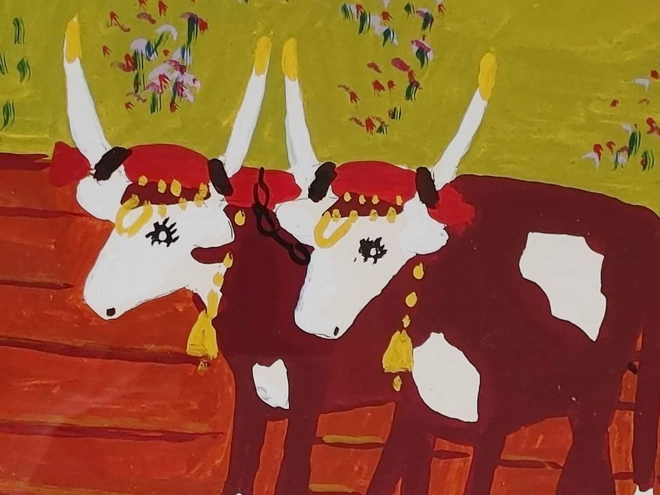 Maud Lewis Limited Edition Print "Team of Oxen Ploughing" Famous Summer Scene