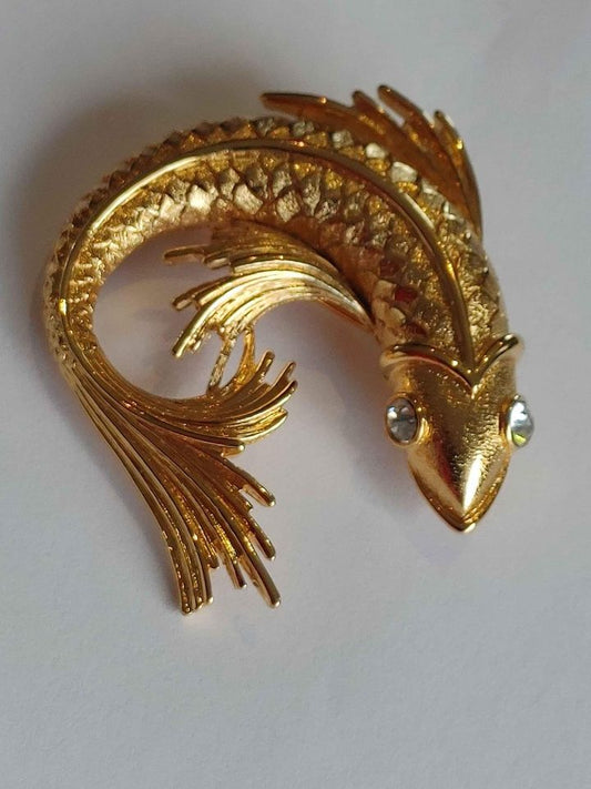 VTG Koi Fish MONET Brooch, Stamped