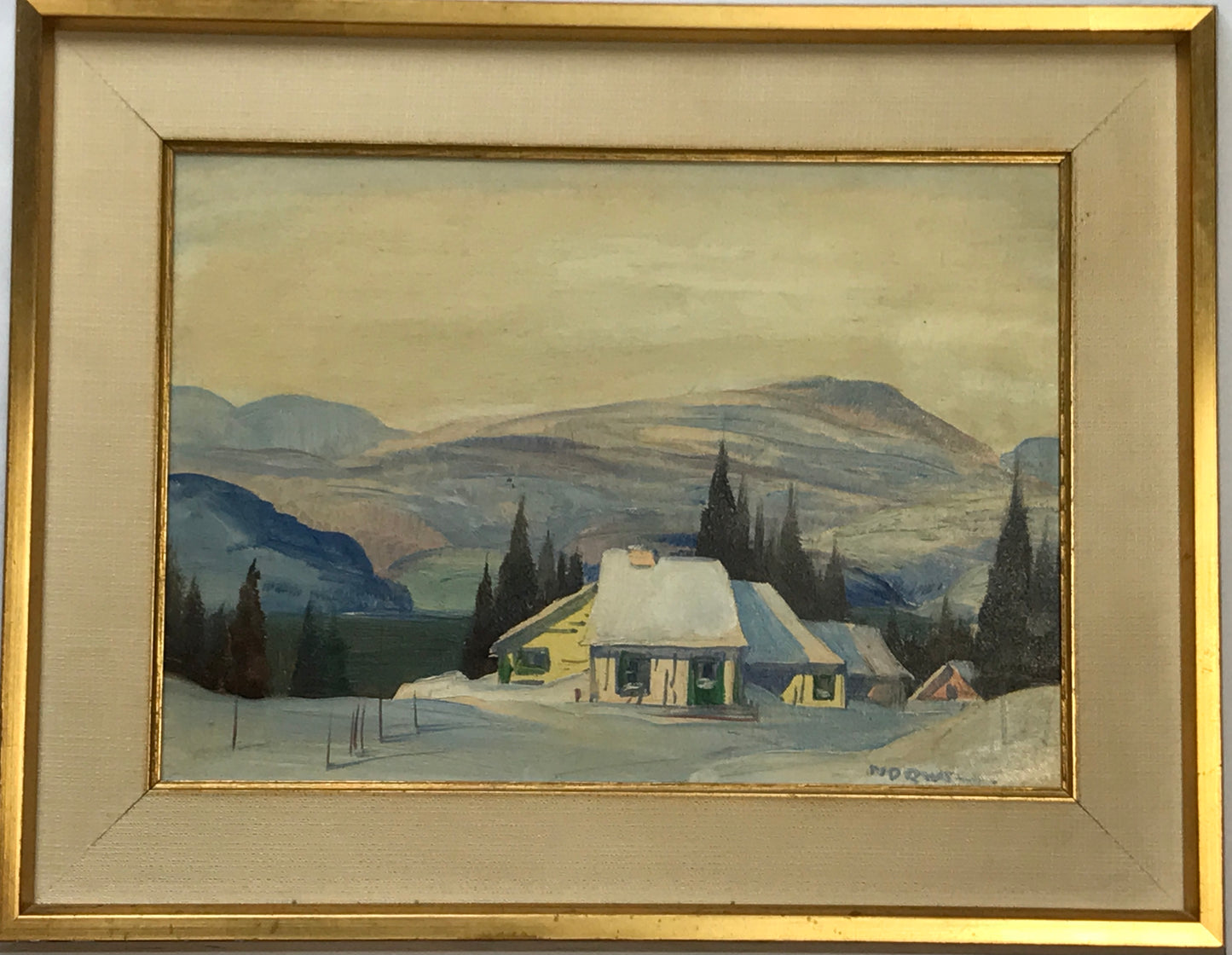 Graham Noble Norwell, RARE Original OIL Painting of Colourful Laurentian Winter Scene