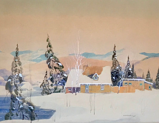 Graham Noble Norwell, RCA Watercolour Painting "Winter Homestead"