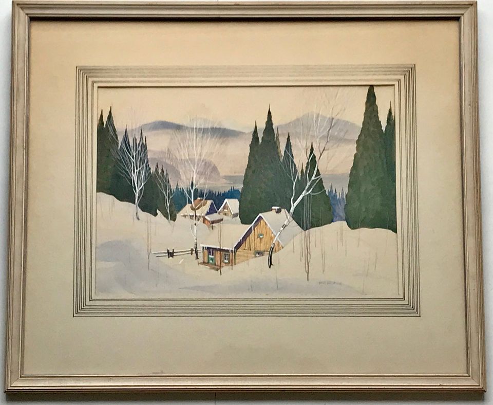 Graham Noble Norwell, Original Watercolour Painting of Laurentien Winter Cottages