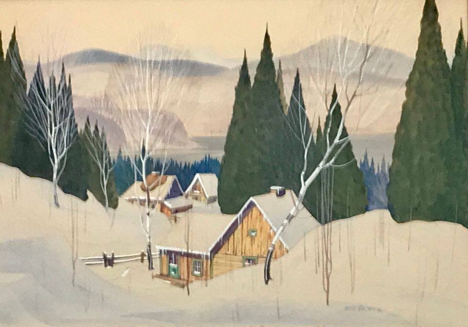 Graham Noble Norwell, Original Watercolour Painting of Laurentien Winter Cottages