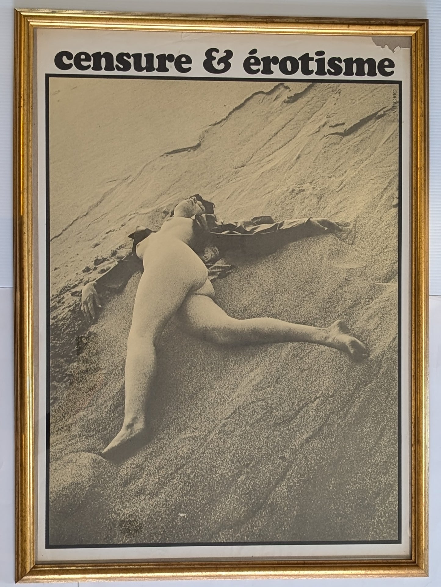 Vintage Beach Poster in Gallery Style Frame, "Censure & Erotisme"