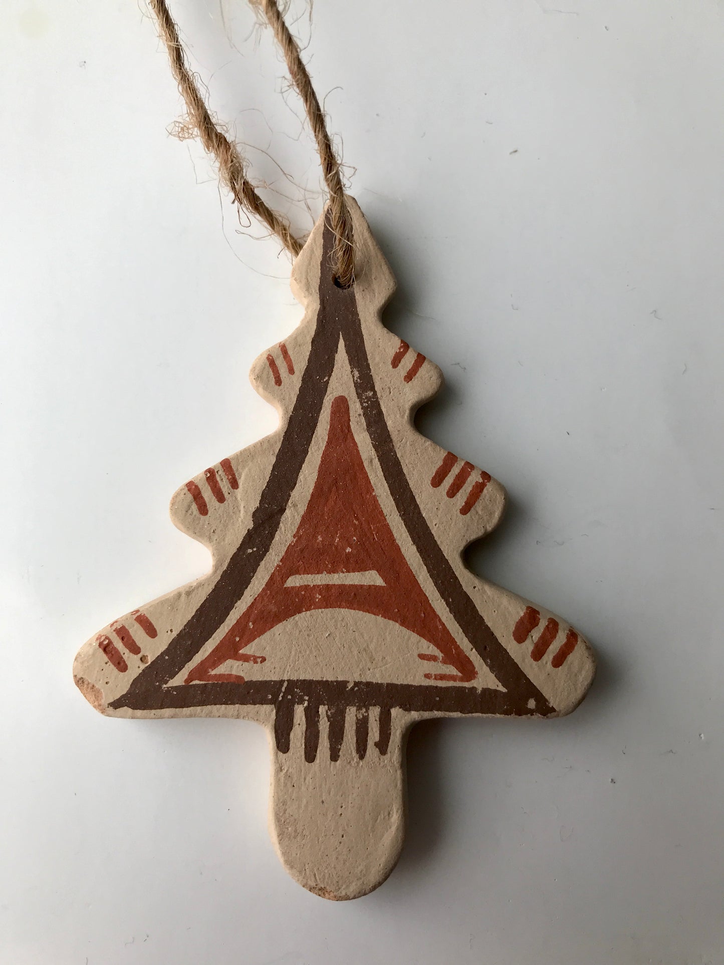 4 Vintage Jemez Pueblo Pottery Handpainted Tree ornaments