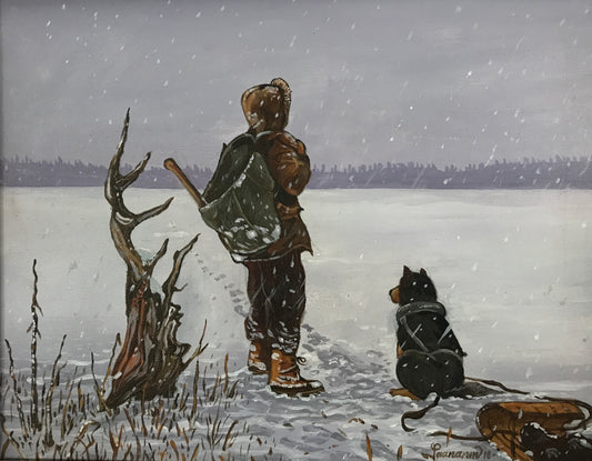 Robert Paanenan Original Painting,  "Missy and Me, Kirkland Lake, Ontario"