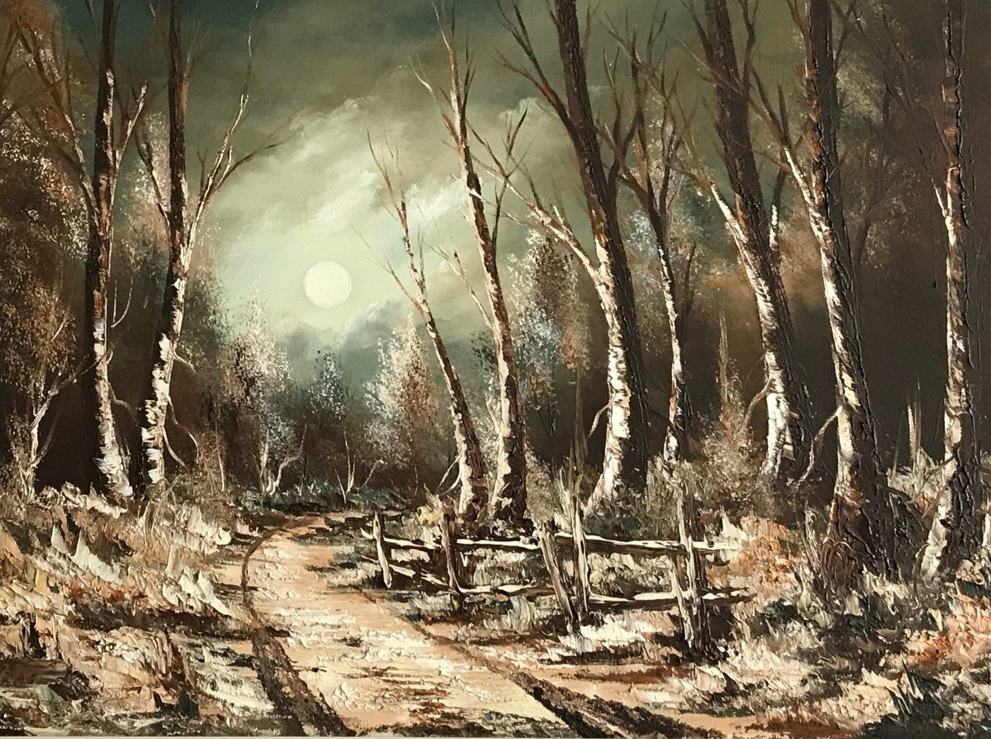 Phillipe Rhéaume Large Painting of Forest in Moonlight