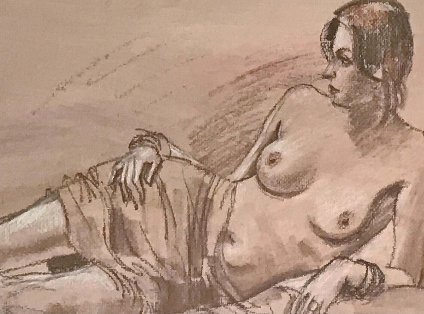 Robert Stewart Hyndman - Nude Study Pastel Drawing