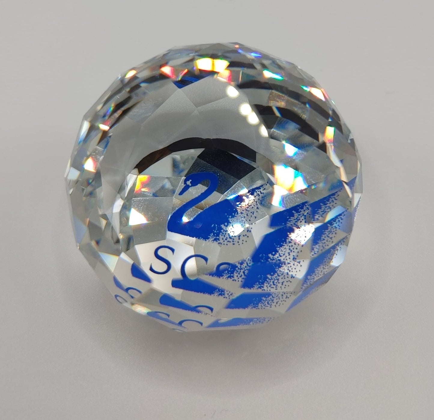 VTG Swarovski SCS crystal paperweight with swan stamp inside