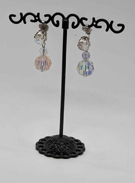 Signed Sherman Dangling and Sparkling Crystal Earrings