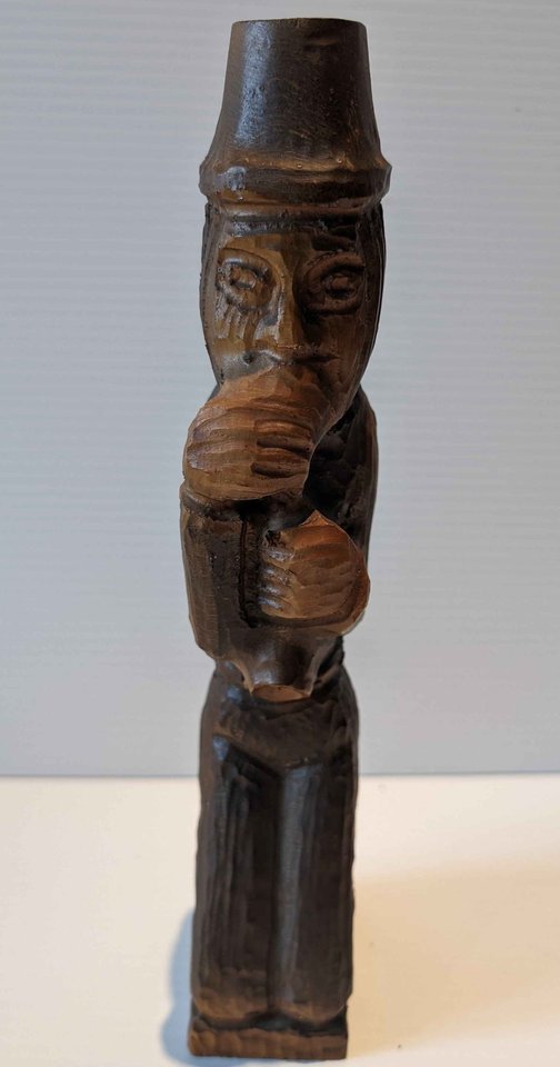 South American Carved Wood Statue 12"