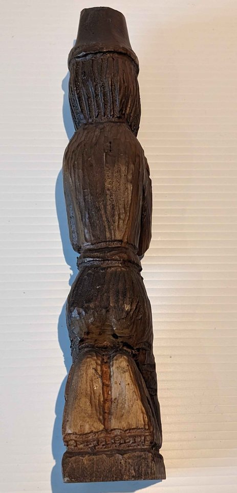 South American Carved Wood Statue 12"