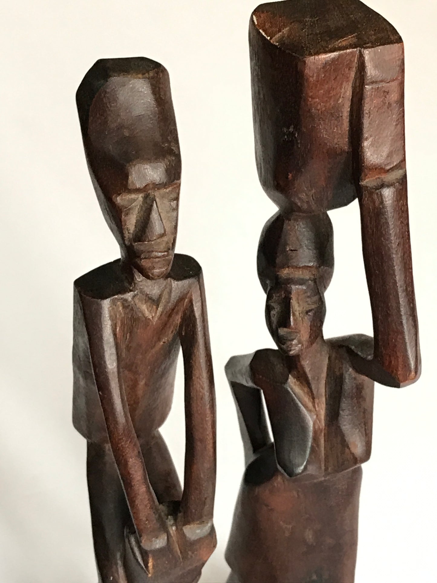 Wooden Statues, Set of Two Carved People