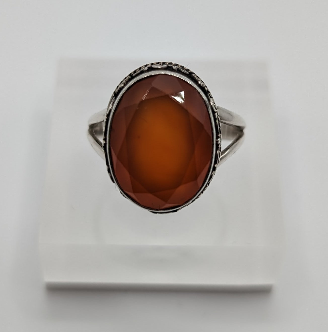 Sterling Fashion Ring size 9 Carnelian stone