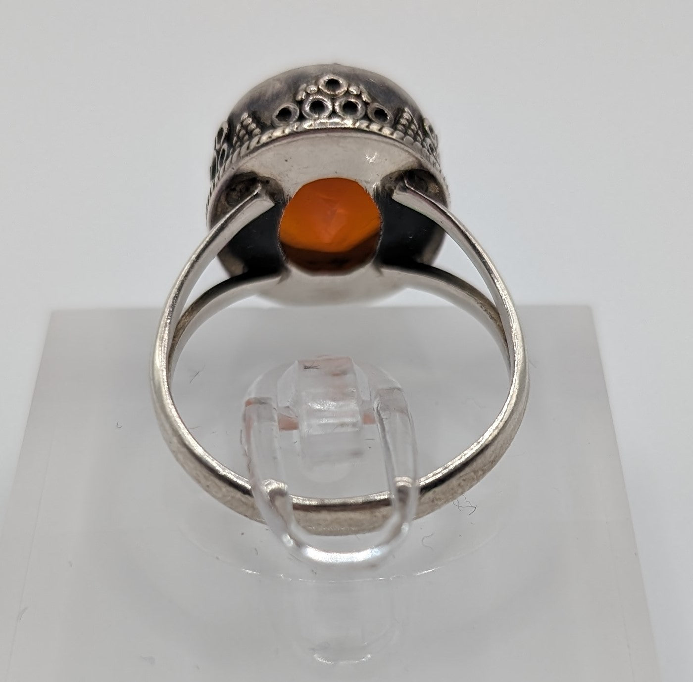 Sterling Fashion Ring size 9 Carnelian stone