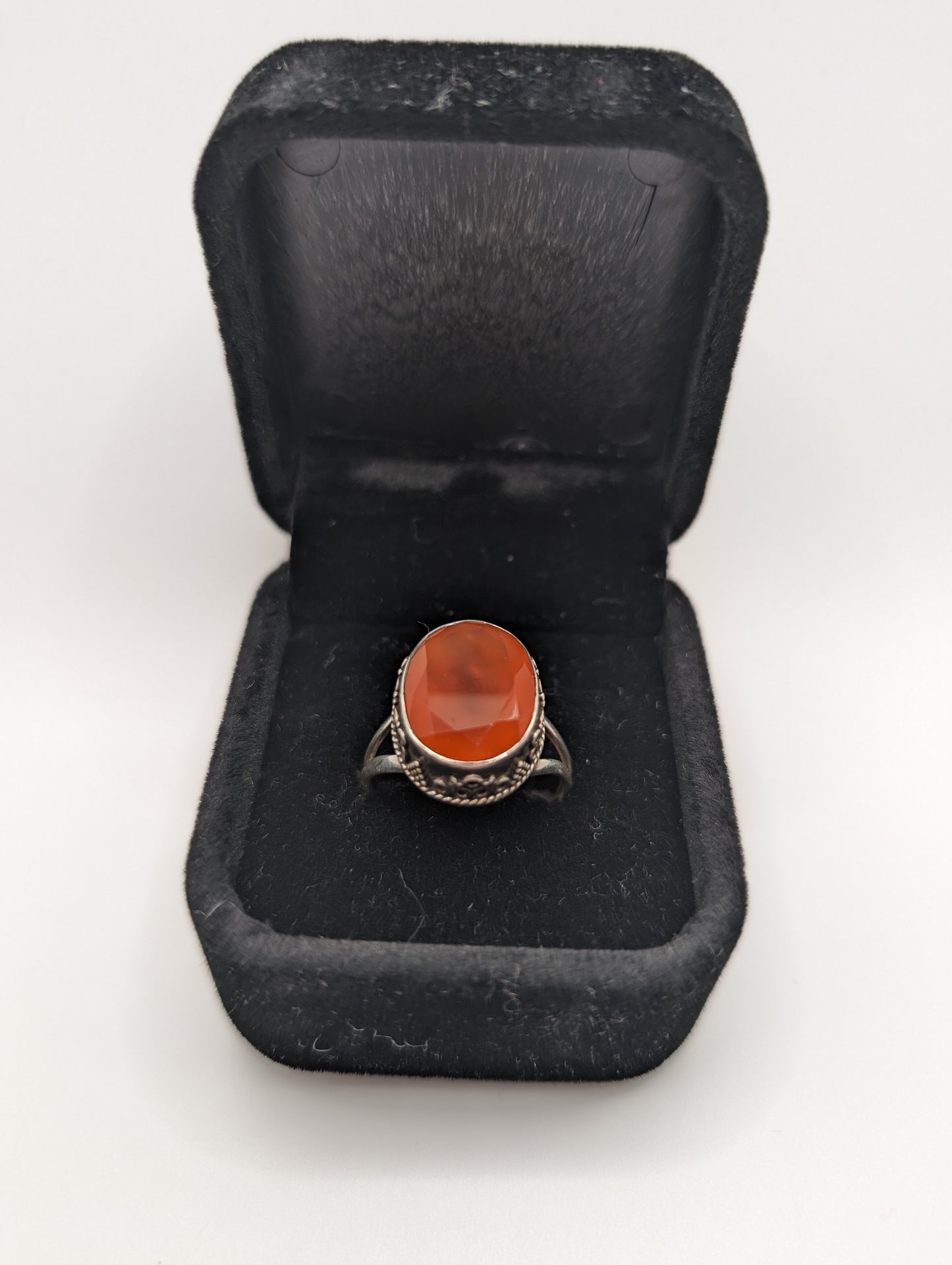 Sterling Fashion Ring size 9 Carnelian stone