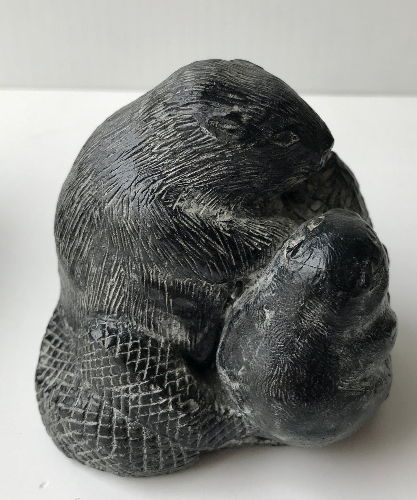 Wolf Original Vintage Inuit Statue of Beaver Family