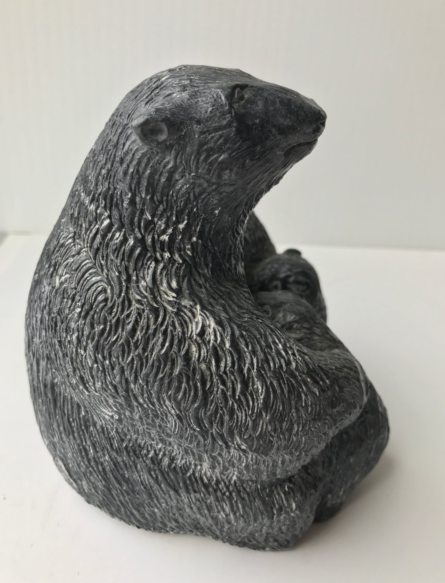 Wolf Original Vintage Inuit Statue of Mother Bear and two Cubs