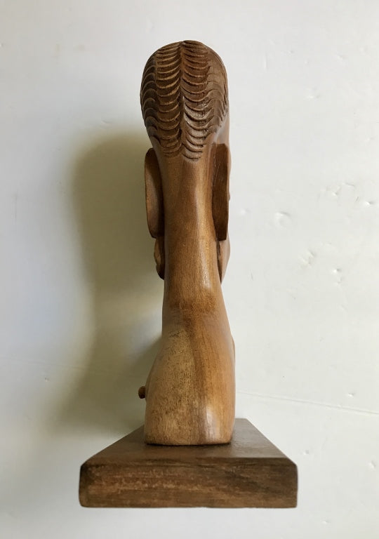 Wood Statue, Hand Carved Double Sided Male/Femal Bust