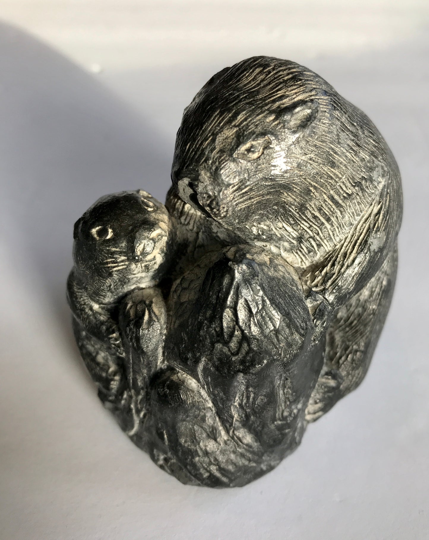 Wolf Original Vintage Inuit Statue of Beaver Family